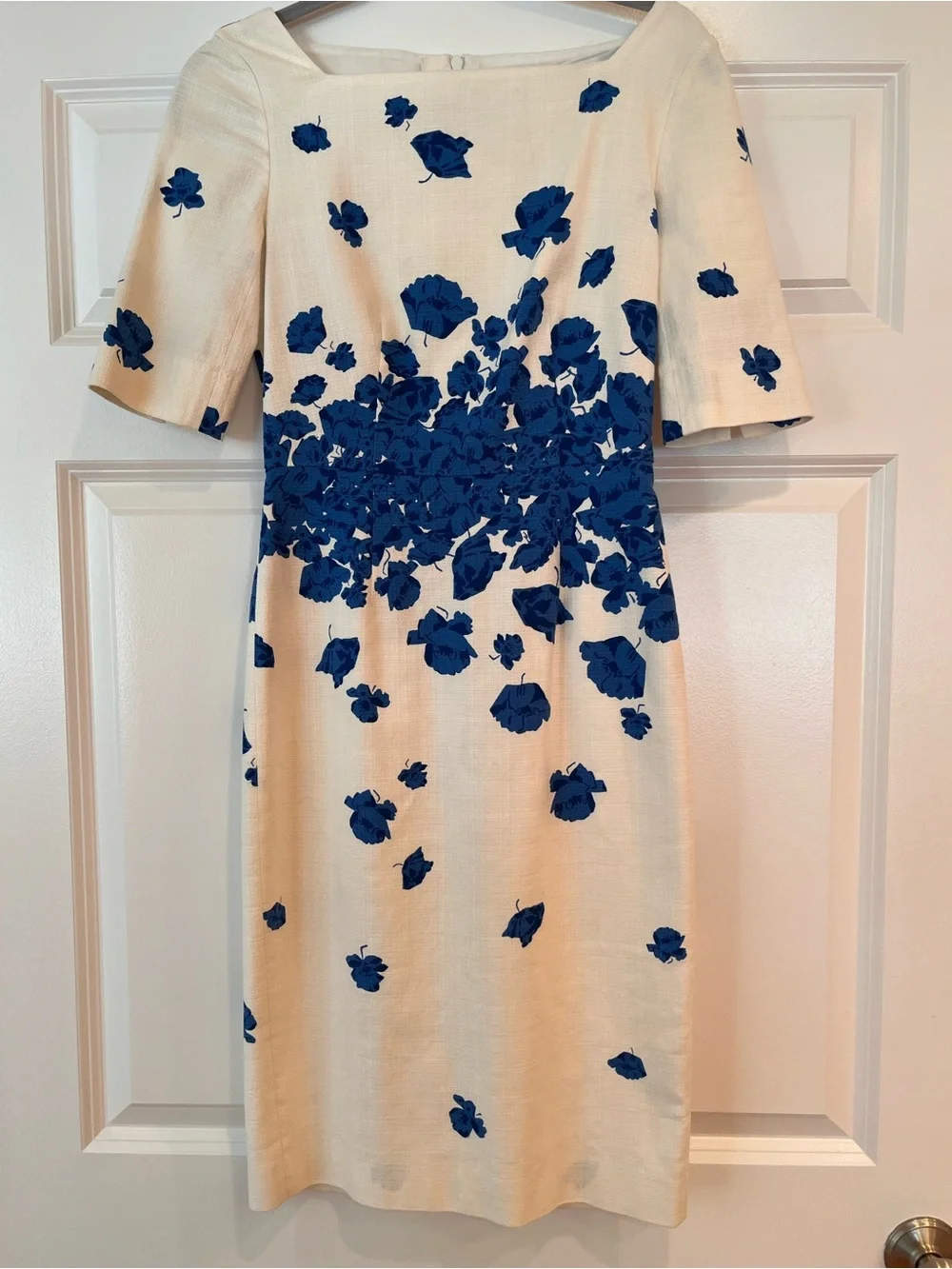 L.K. Bennett Lasa Dress US 2 Blue White Poppy ASO Kate Middleton Floral Pristine - Picture 6 of 15